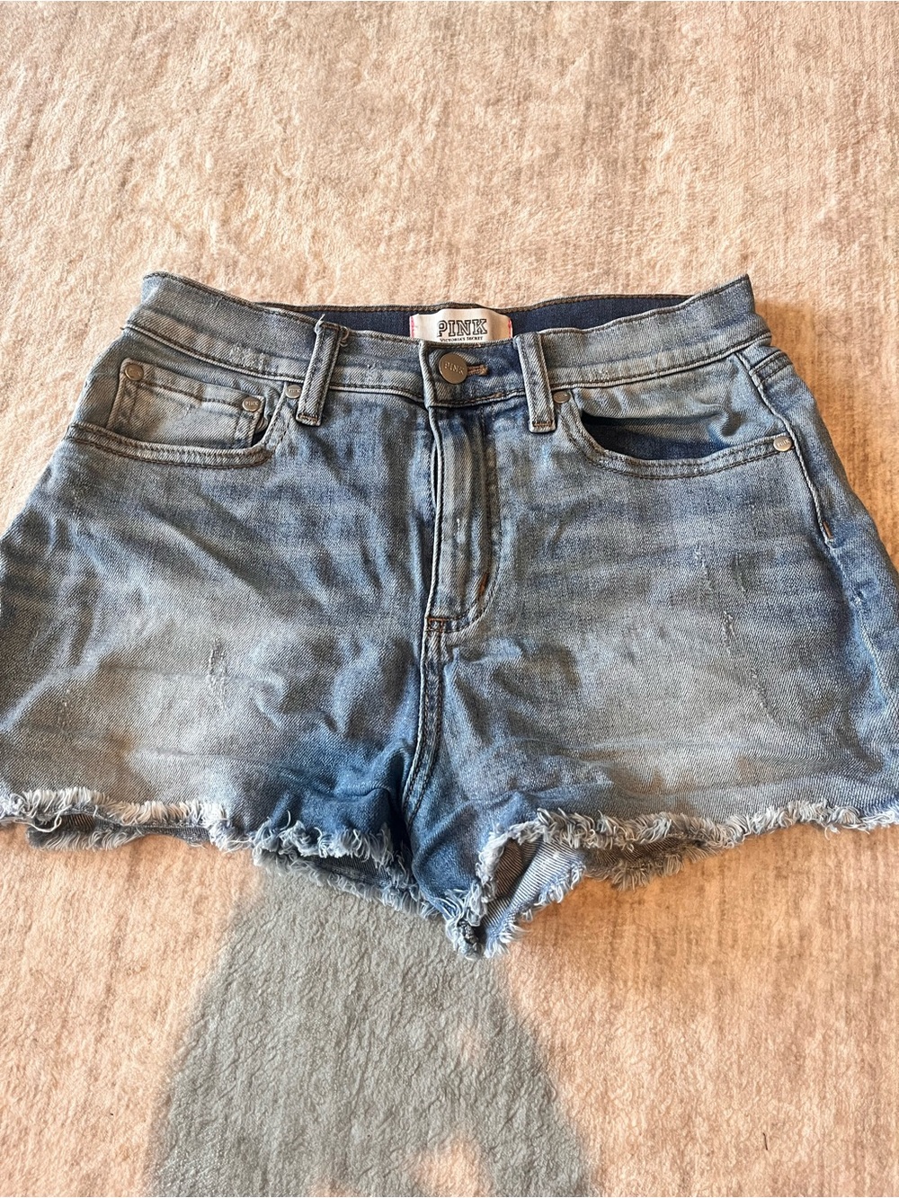 PINK Victoria's Secret Distressed Light Blue Denim Shorts